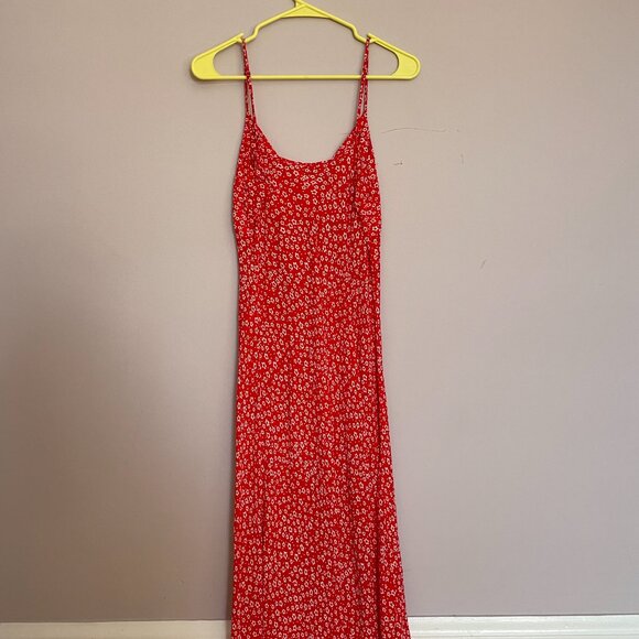 Rouje Gigi Midi Dress red floral spaghetti strap 36 XS S Jeanne Damas RARE - Picture 4 of 4